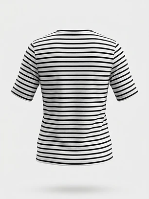 Polera Rayada Mujer Negro