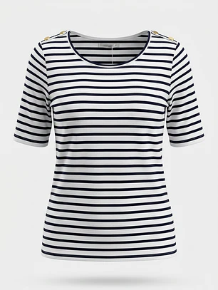 Polera Rayada Mujer Negro