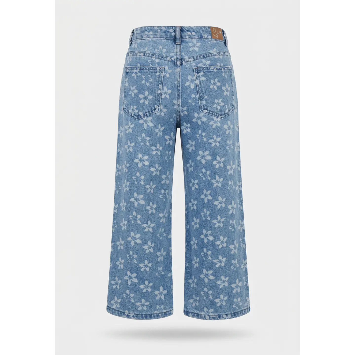 Jeans Flores Wide Leg Niña Azul 2