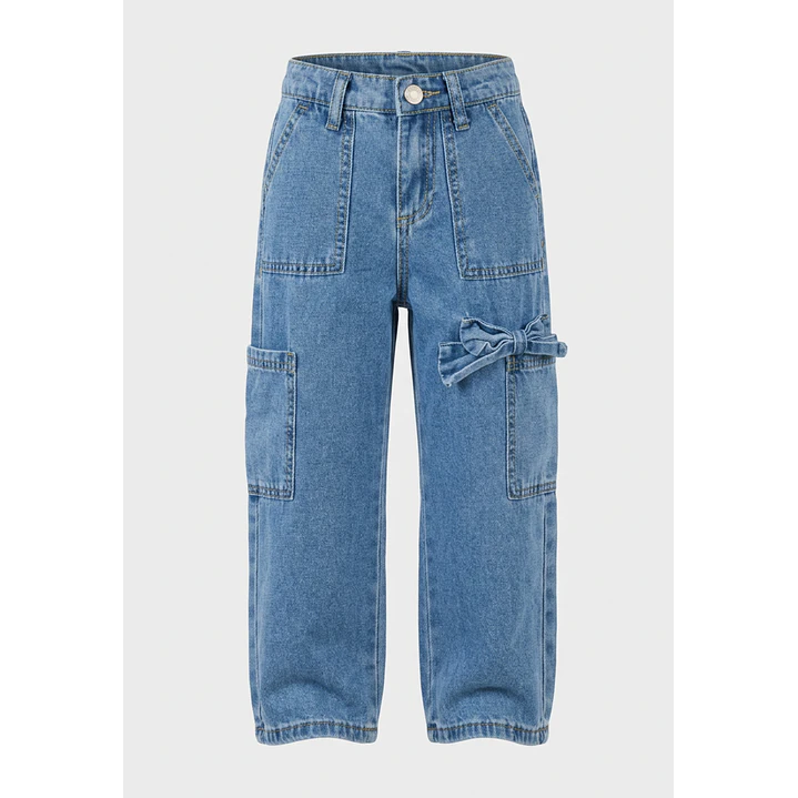 Jeans Lazos Cargo Niña Azul 1