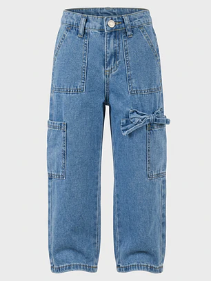 Jeans Lazos Cargo Niña Azul