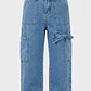 Jeans Lazos Cargo Niña Azul - Miniatura 1