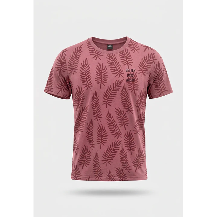Polera Hojas Hombre Burdeo 1