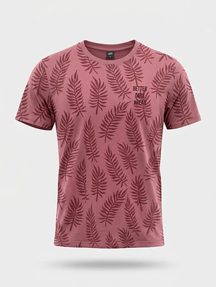 Polera Hojas Hombre Burdeo