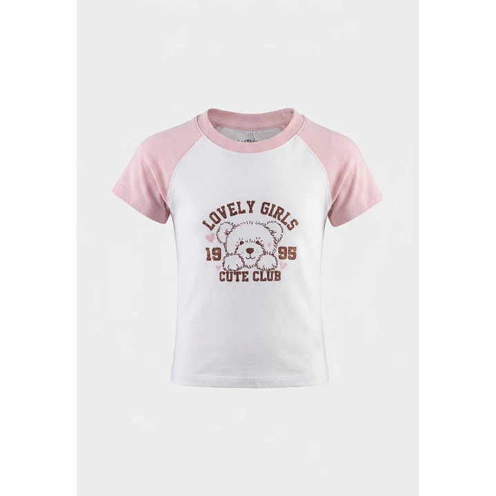 Polera Cute Club Raglan Niña Blanco 1