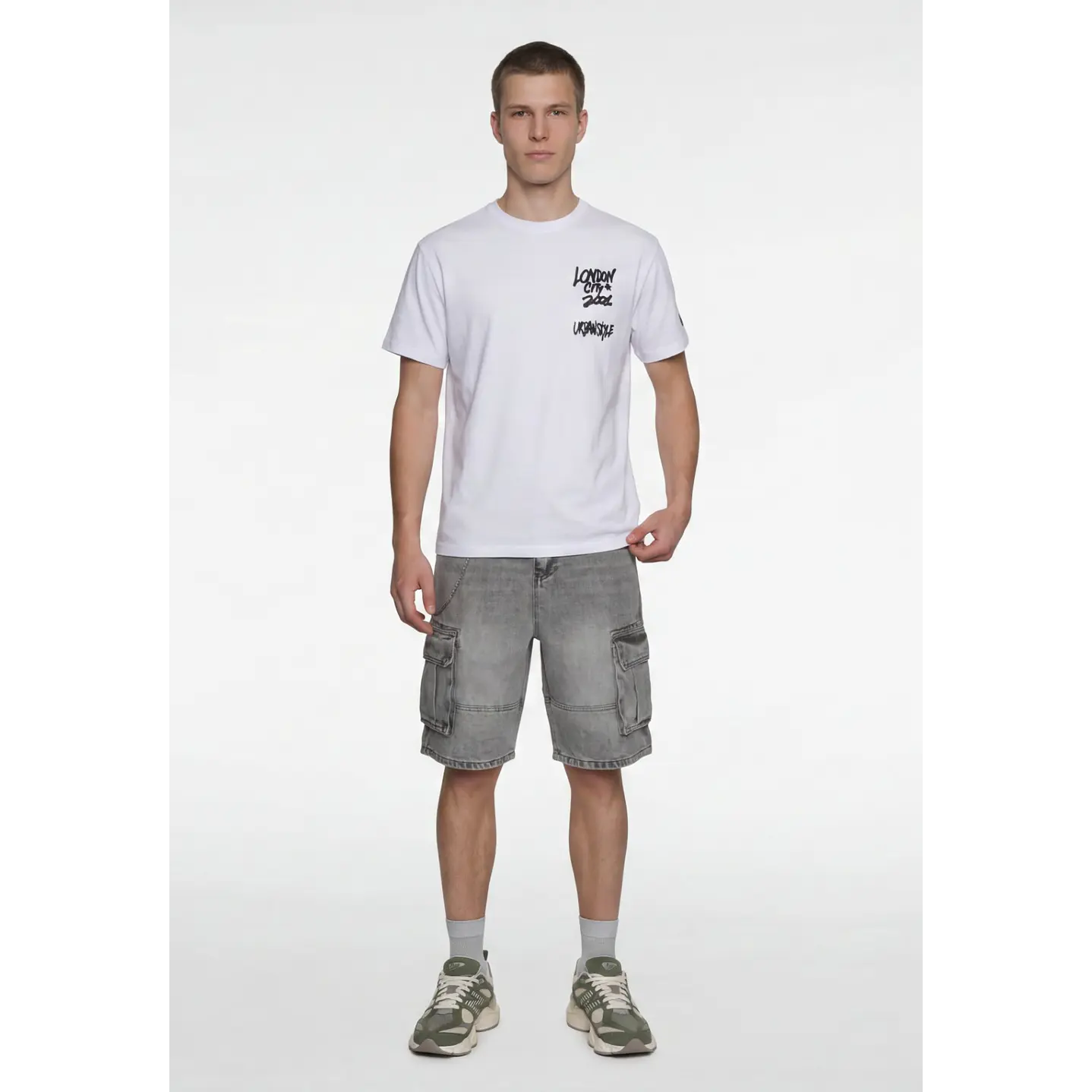 Bermuda Denim Baggy Hombre Gris 2