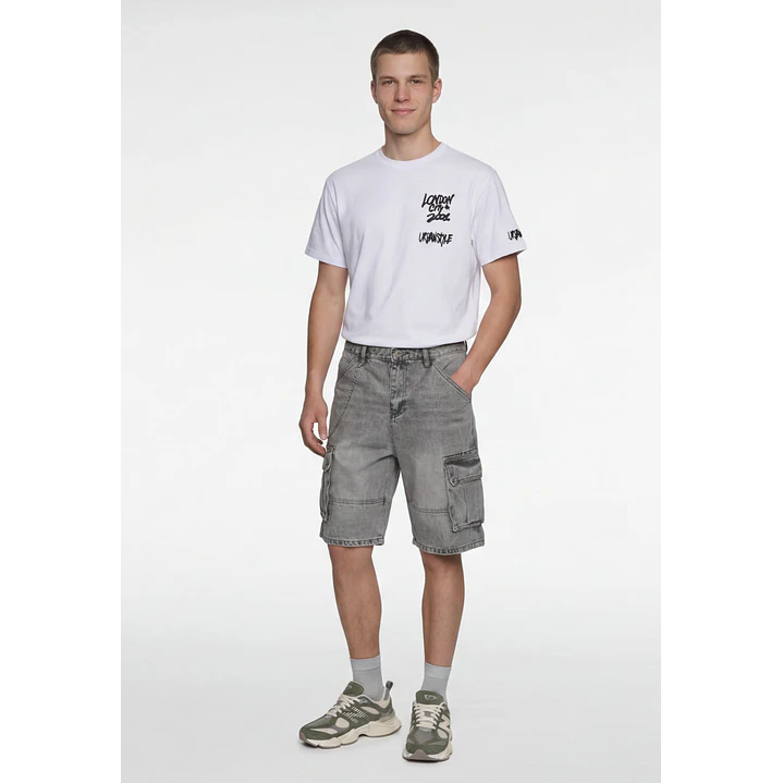 Bermuda Denim Baggy Hombre Gris 3