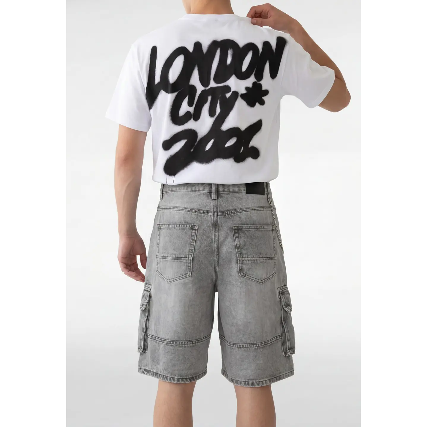Bermuda Denim Baggy Hombre Gris 4