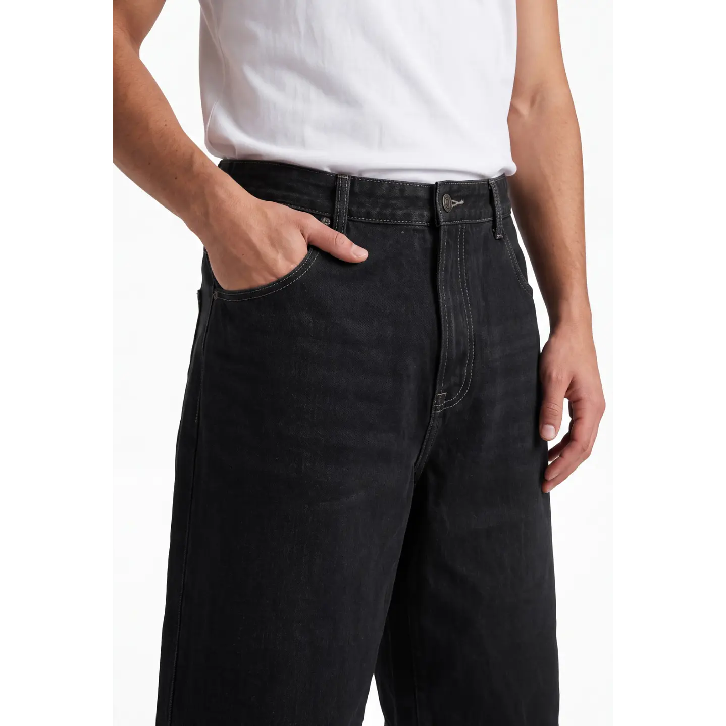 Bermuda Denim Wide Leg Hombre Azul 4