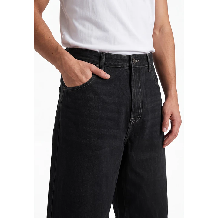 Bermuda Denim Wide Leg Hombre Azul 4