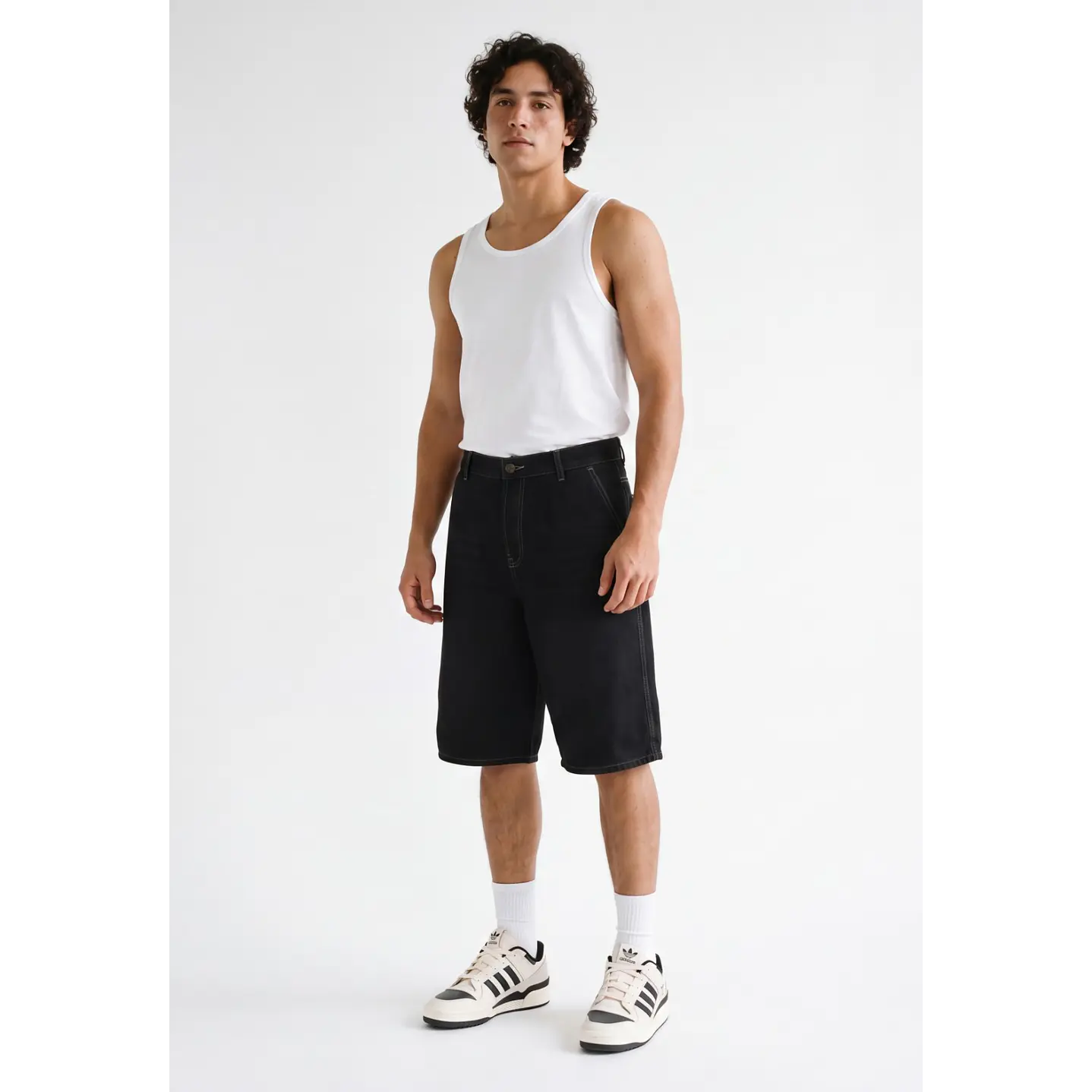 Bermuda Denim Wide Leg Hombre Azul 1