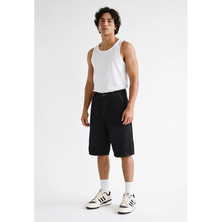Bermuda Denim Wide Leg Hombre Azul 1