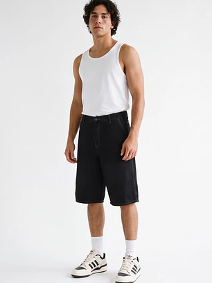 Bermuda Denim Wide Leg Hombre Azul
