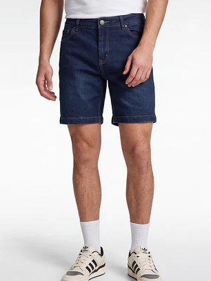 Bermuda Denim Elasticado Hombre Azul