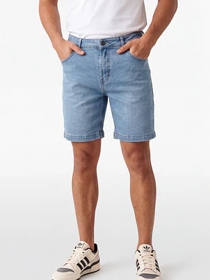 Bermuda Denim Elasticado Hombre Celeste
