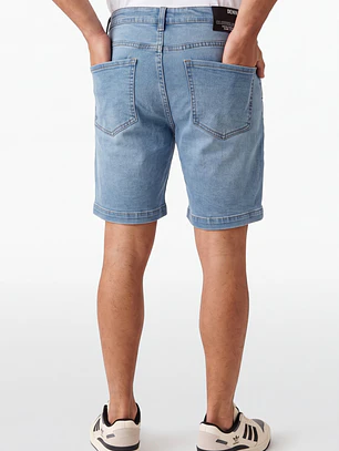 Bermuda Denim Elasticado Hombre Celeste