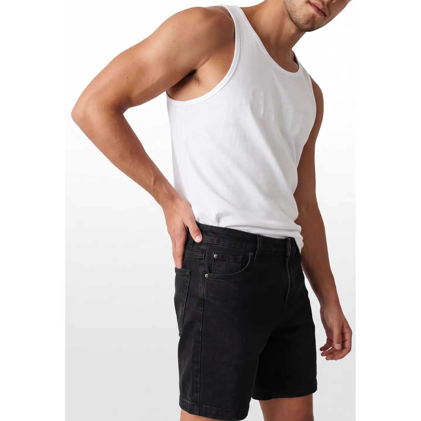 Bermuda Denim Elasticado Hombre Negro 4