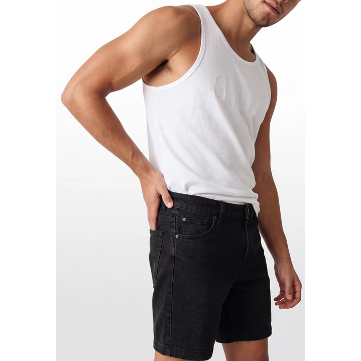 Bermuda Denim Elasticado Hombre Negro 4
