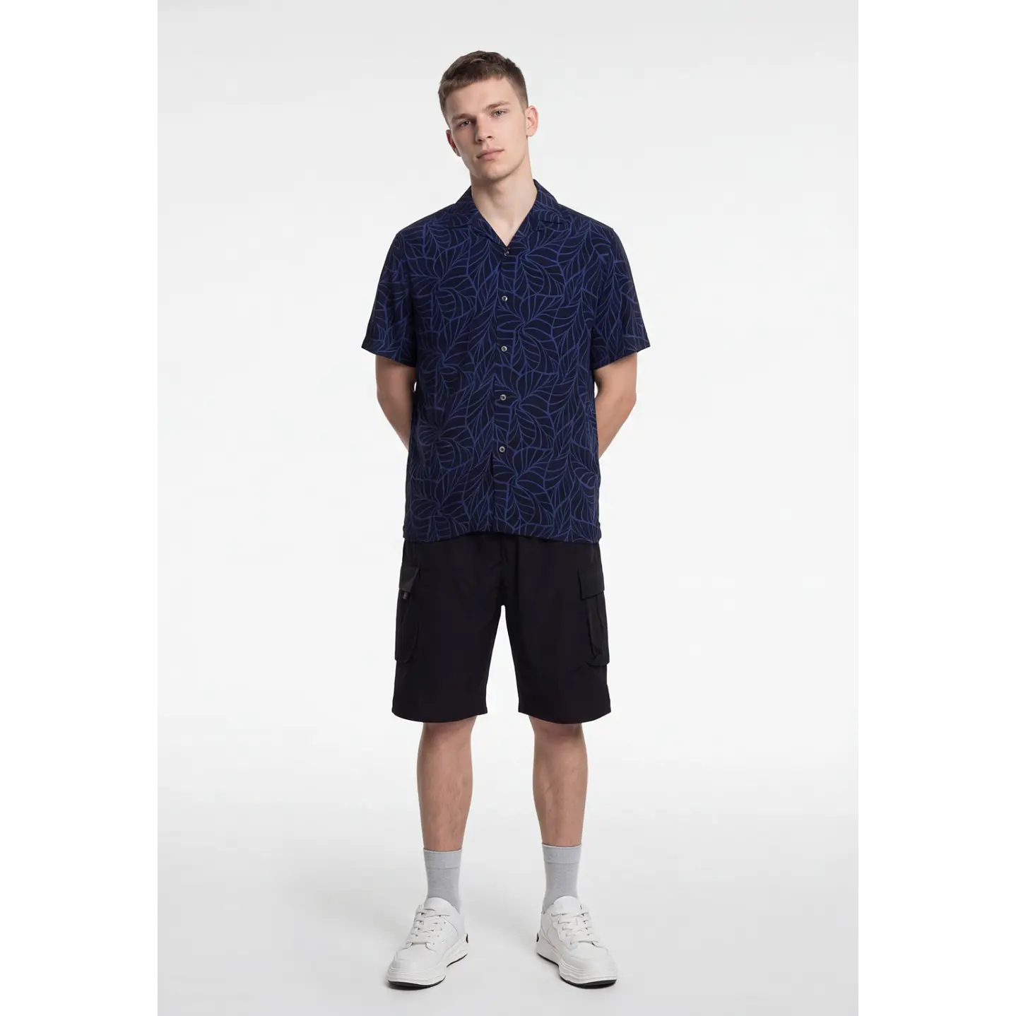 Camisa Viscosa Clasica Hombre Azul 1