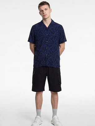 Camisa Viscosa Clasica Hombre Azul