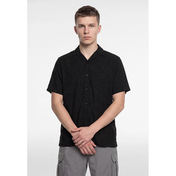 Camisa Viscosa Clasica Hombre Negro 2