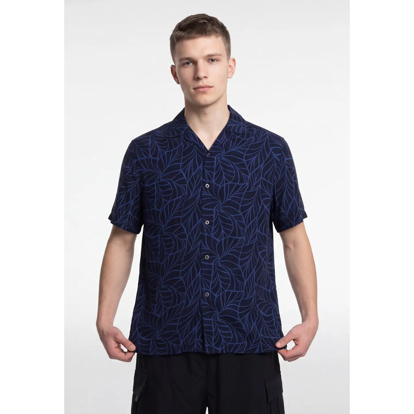 Camisa Viscosa Clasica Hombre Azul 2