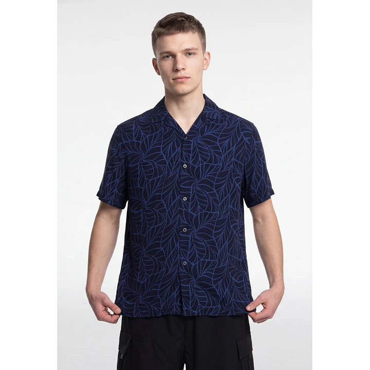 Camisa Viscosa Clasica Hombre Azul 2