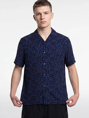 Camisa Viscosa Clasica Hombre Azul