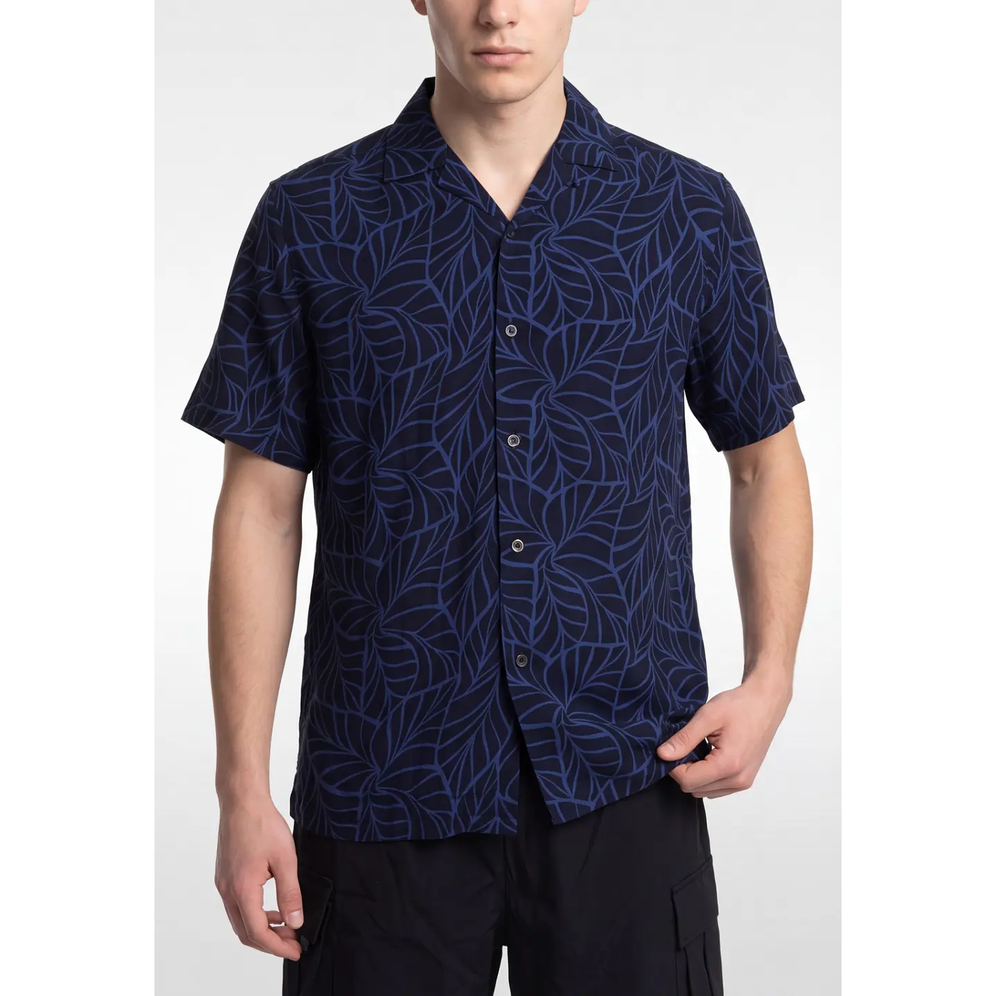 Camisa Viscosa Clasica Hombre Azul 4