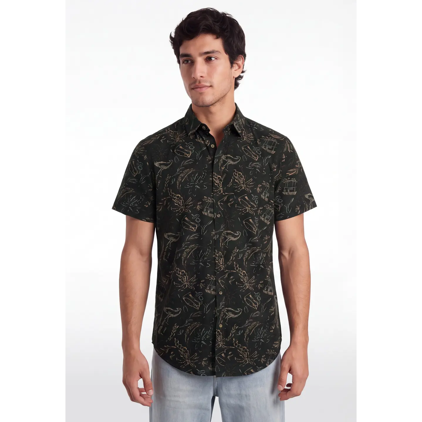 Camisa Resort Hombre Negro 1