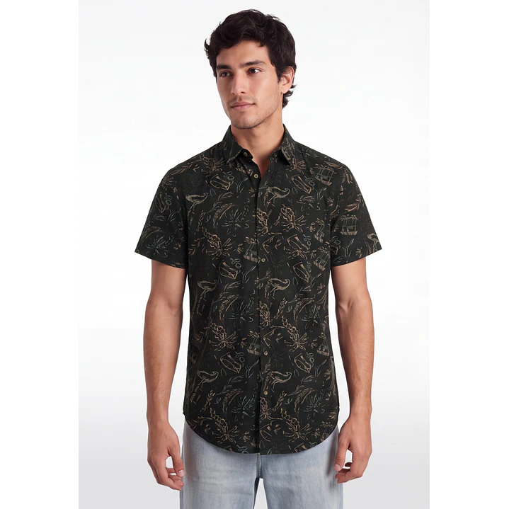 Camisa Resort Hombre Negro 1