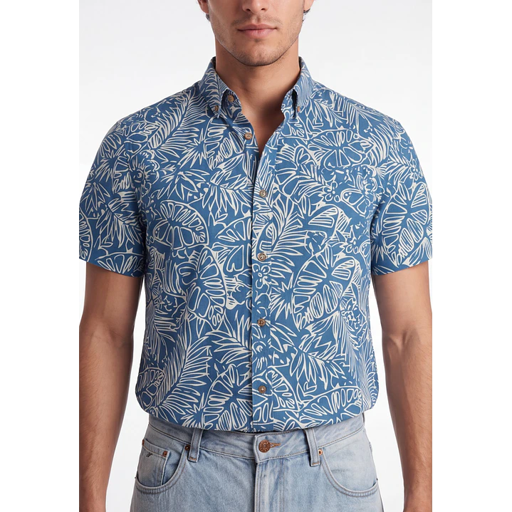 Camisa Resort Hombre Celeste 4