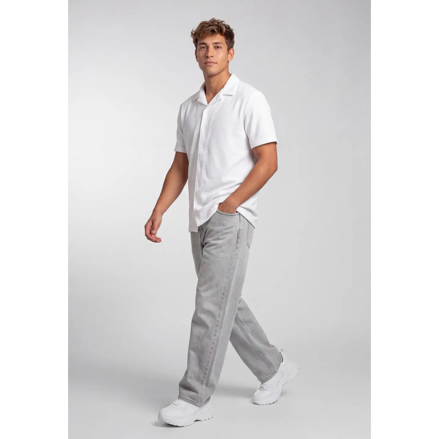 Camisa Textura Relaxed Fit Hombre Blanco 2