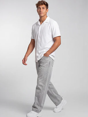 Camisa Textura Relaxed Fit Hombre Blanco
