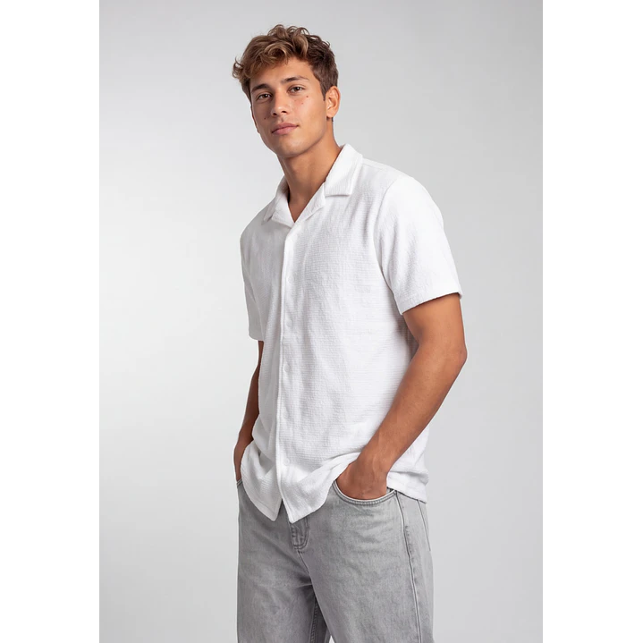 Camisa Textura Relaxed Fit Hombre Blanco 1
