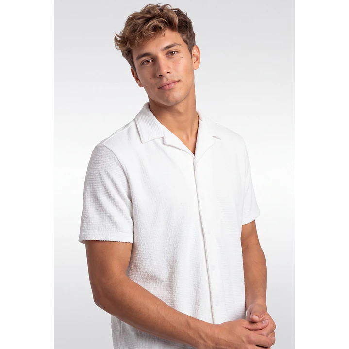 Camisa Textura Relaxed Fit Hombre Blanco 3