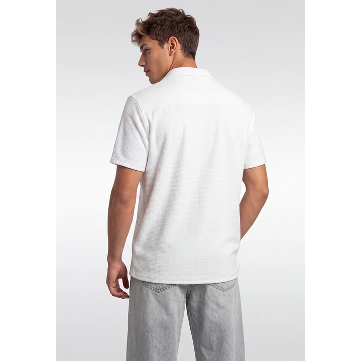 Camisa Textura Relaxed Fit Hombre Blanco 4
