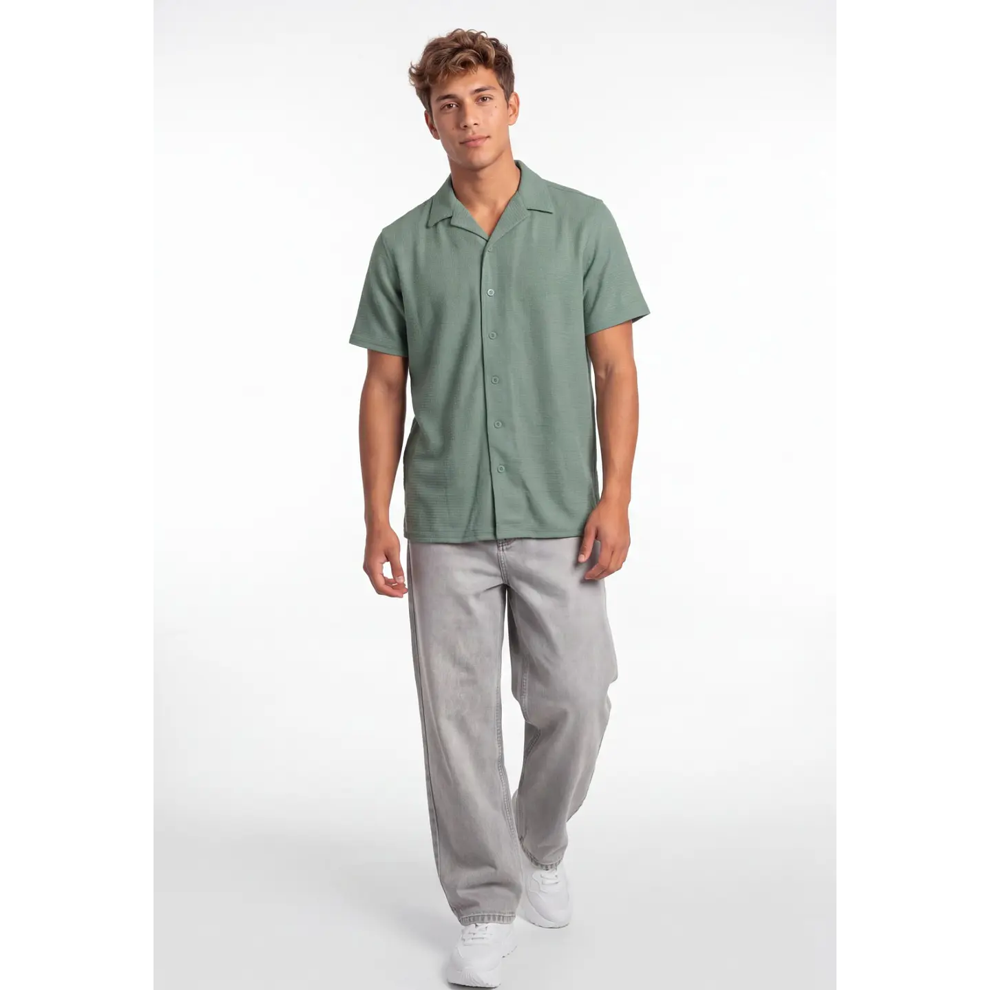 Camisa Textura Relaxed Fit Hombre Verde 3