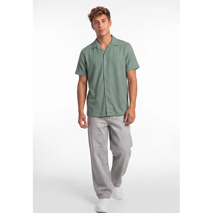 Camisa Textura Relaxed Fit Hombre Verde 3
