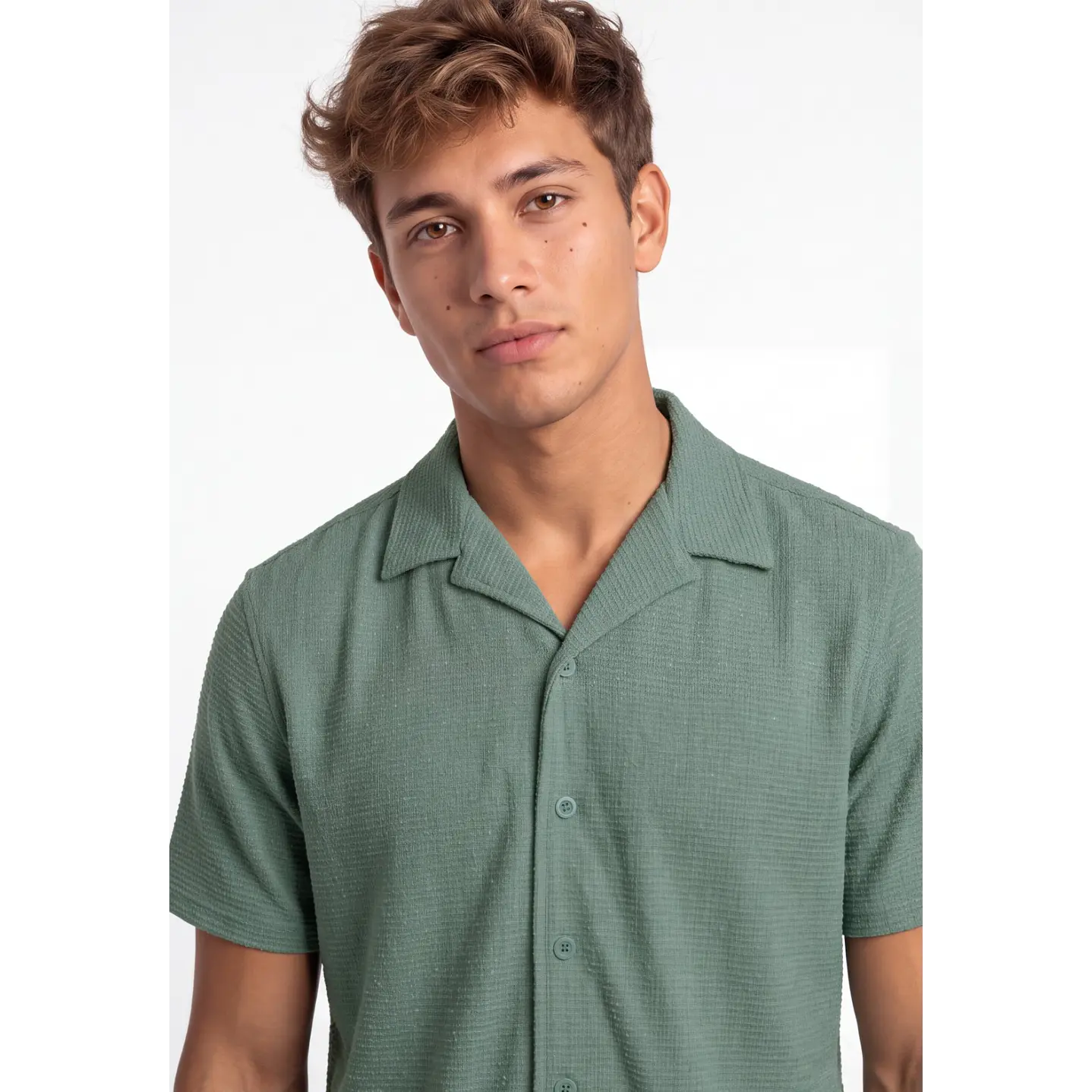 Camisa Textura Relaxed Fit Hombre Verde 4