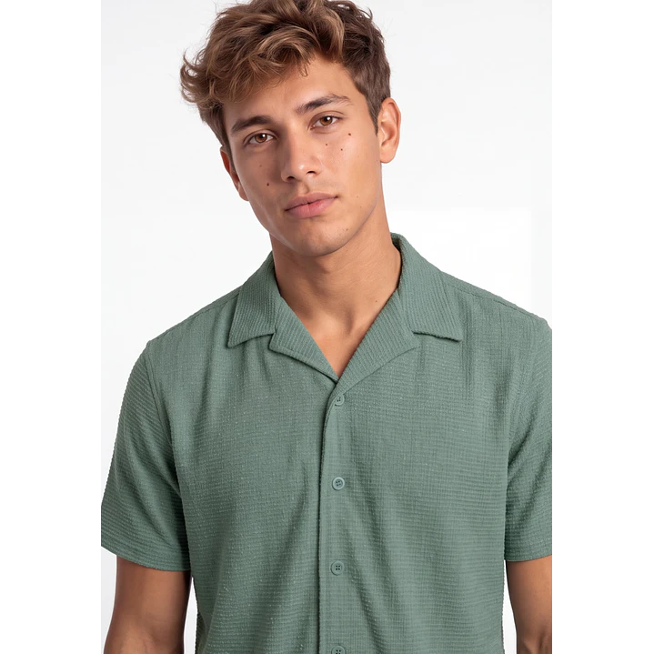 Camisa Textura Relaxed Fit Hombre Verde 4