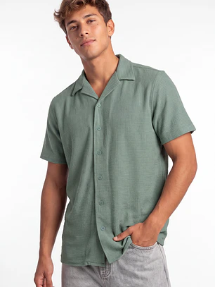 Camisa Textura Relaxed Fit Hombre Verde