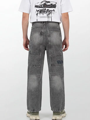 Jeans Super Baggy Hombre Gris