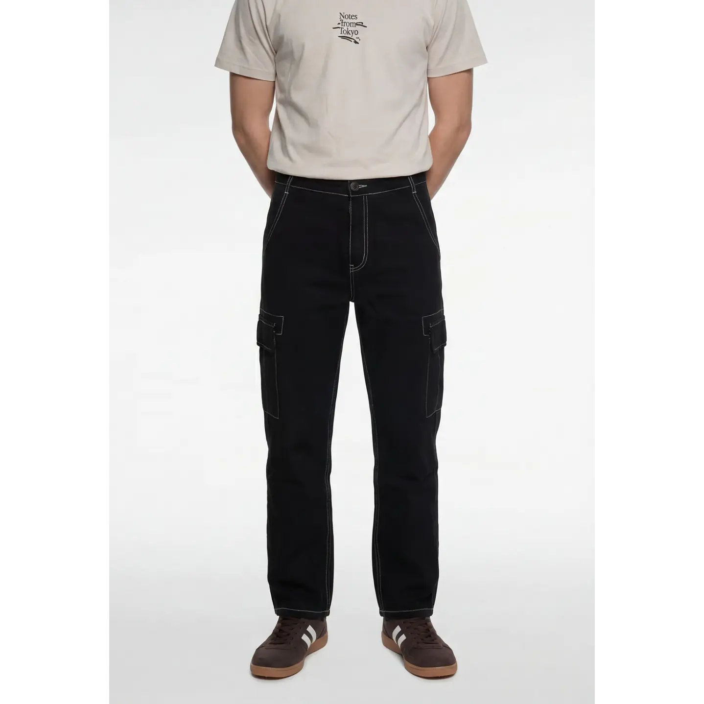 Jeans Contraste Cargo Hombre Negro 1