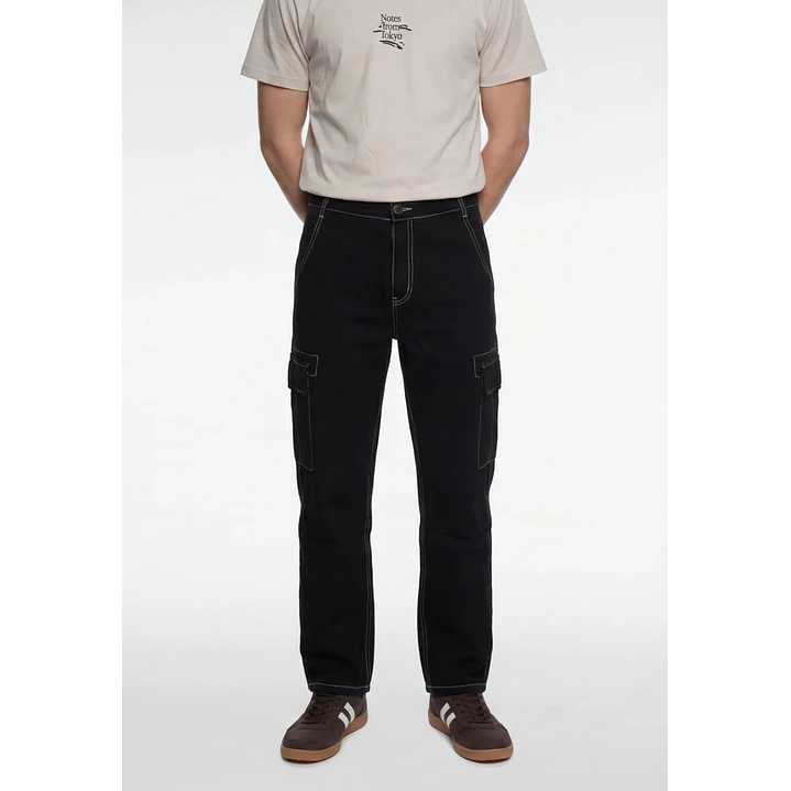 Jeans Contraste Cargo Hombre Negro 1