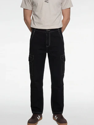 Jeans Contraste Cargo Hombre Negro