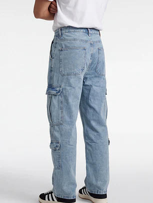Jeans Cargo Hombre Azul