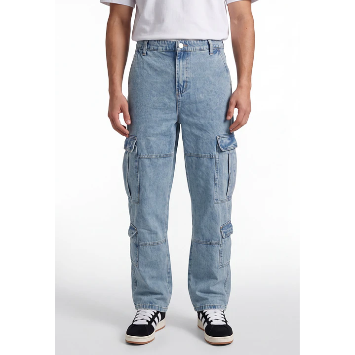 Jeans Cargo Hombre Azul 1