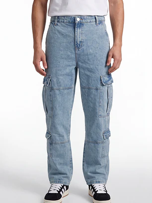 Jeans Cargo Hombre Azul