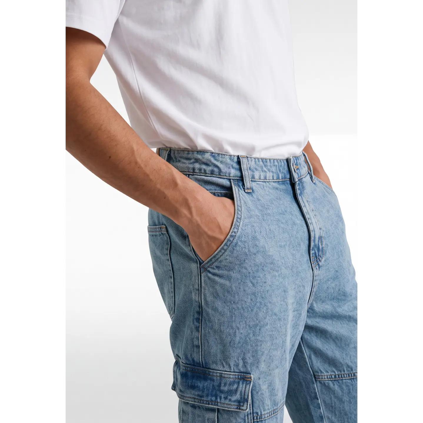 Jeans Cargo Hombre Azul 4